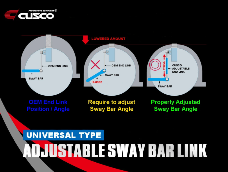 Cusco Universal Adjustable Front Sway Bar End Link Set(345mm-375mm) Sway Bar Endlinks Cusco
