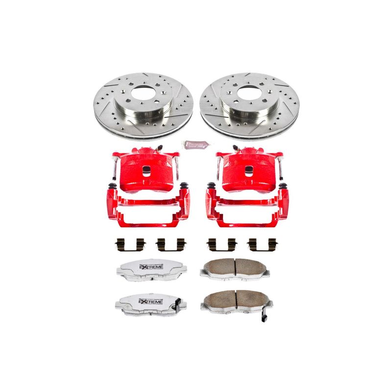 Power Stop 01-05 Honda Civic Front Z26 Street Warrior Brake Kit w/Calipers Brake Kits - Performance D&S PowerStop