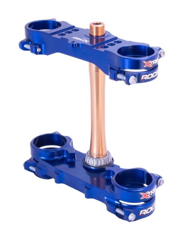 XTrig 2024 Yamaha YZ250F/ 23+ YZ450F ROCS Tech Triple Clamp 22 mm. Offset M12 - Blue Clamps XTrig