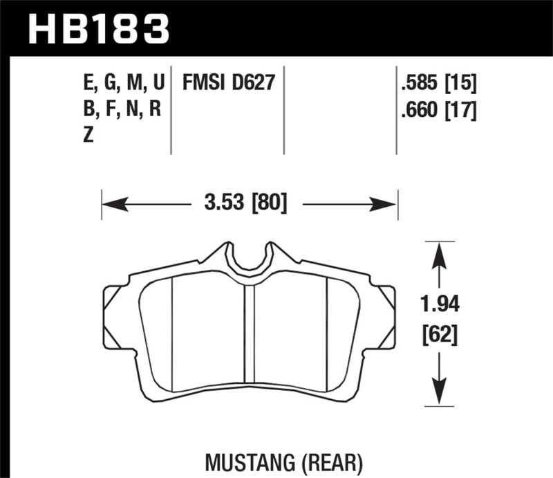 Hawk 1999-2004 Ford Mustang Base 3.8 HPS 5.0 Rear Brake Pads Brake Pads - Performance Hawk Performance
