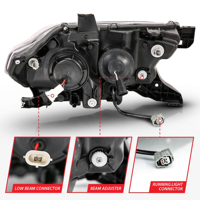 ANZO 2016-2017 Toyota Tacoma Projector Headlights w/ Plank Style Design Black/Amber w/ DRL Headlights ANZO