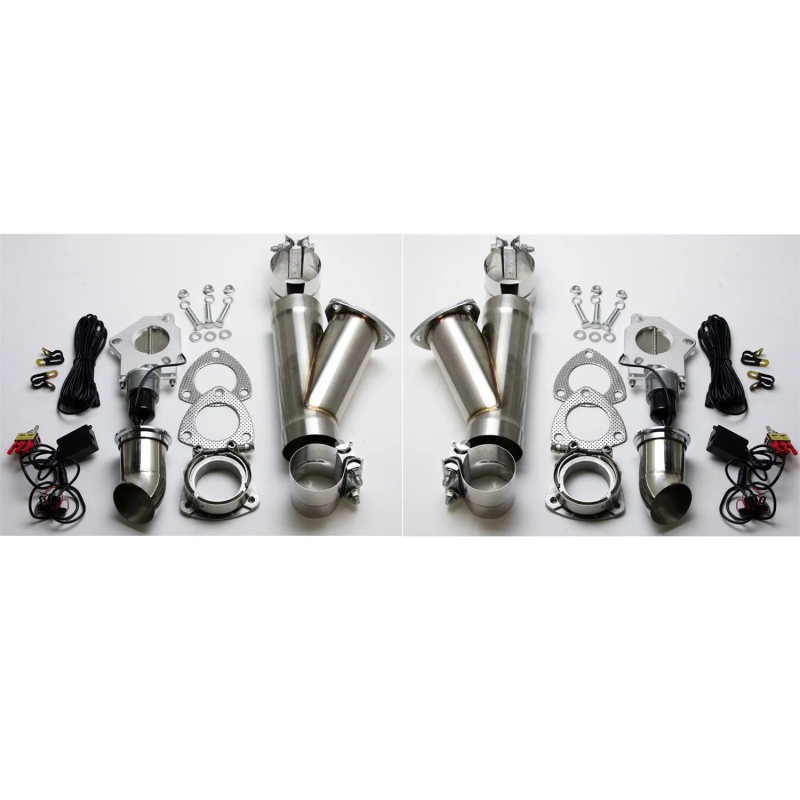 Granatelli 2.25in Alum Mild Steel Electronic Dual Slip Fit Exhaust Cutout w/Band Clamps Exhaust Cutouts Granatelli Motor Sports