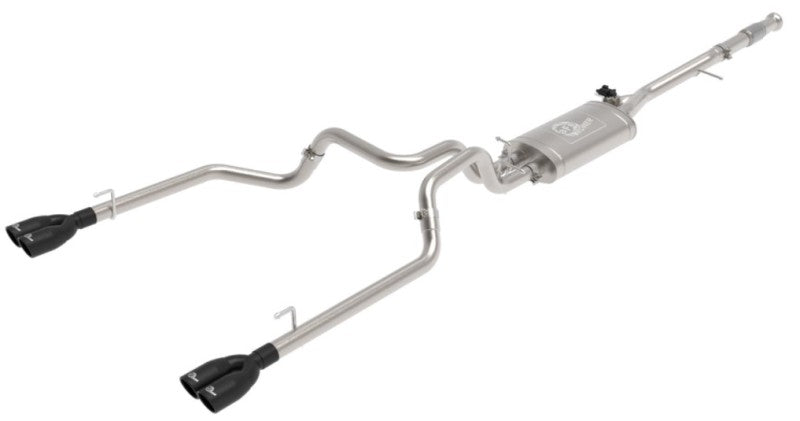 aFe Gemini XV 3in 304 SS Cat-Back Exhaust w/ Cutout 19-21 GM Silverado/Sierra 1500 V8- w/ Black Tips Catback aFe