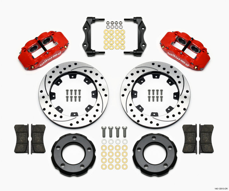 Wilwood Narrow Superlite 4R Front Kit 12.19in Drilled Red 82-86 Jeep CJ Big Brake Kits Wilwood