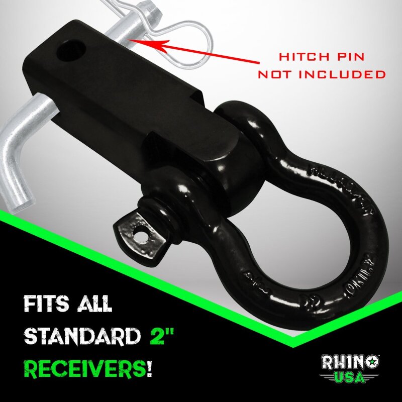 Rhino USA Shackle Hitch Receiver W/ D-Ring (Red) Shackle Kits Rhino USA