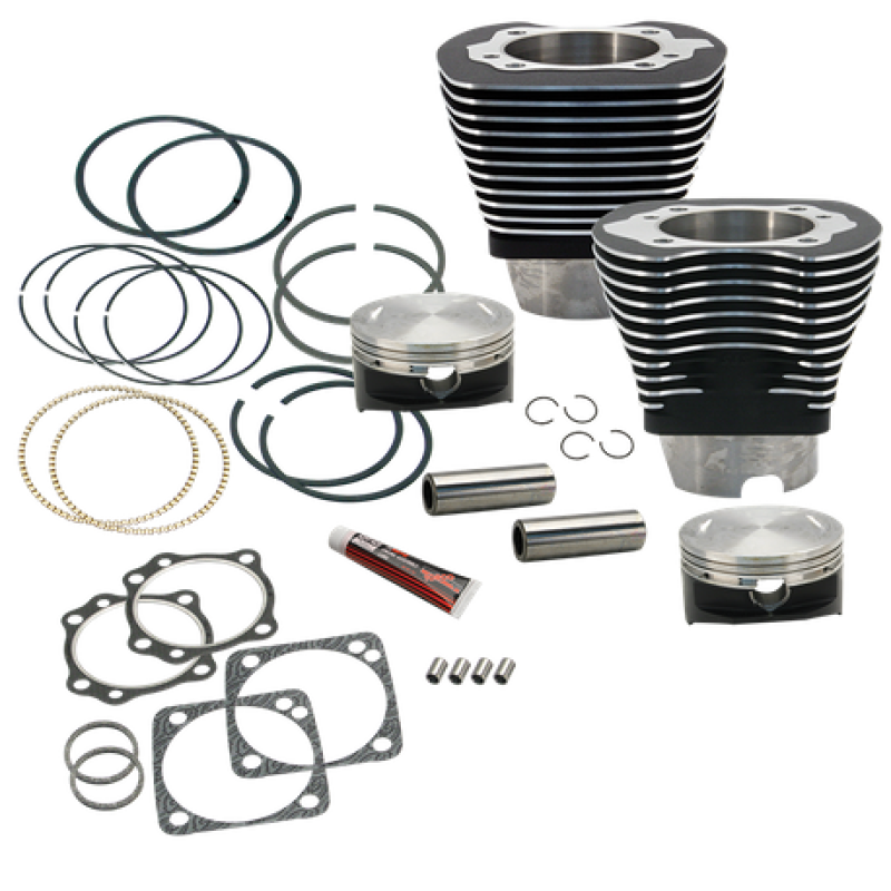 S&S Cycle 84-99 BT 4 1/8in Bore Cylinder & Piston Kit For S&S V117 Engine - WBlack Piston Sets - Powersports S&S Cycle