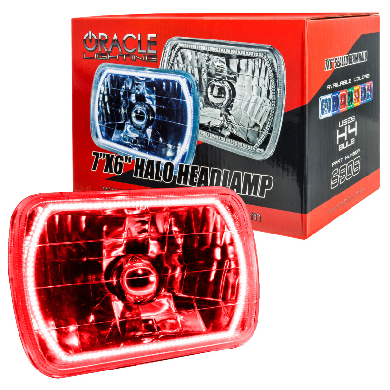 Oracle Pre-Installed Lights 7x6 IN. Sealed Beam - Red Halo Headlights ORACLE Lighting