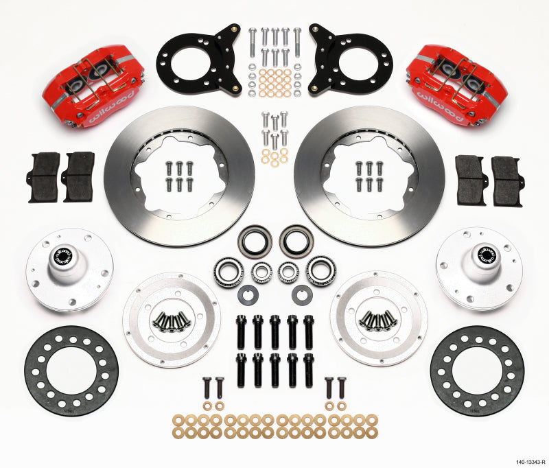 Wilwood Dynapro Dust-Boot Front Kit 11.00in Red 1965-1969 Mustang Disc & Drum Spindle Big Brake Kits Wilwood