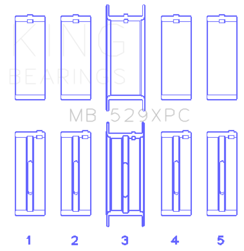 King Engine Bearings Ford 260CI/289CI/302 5.0L Windsor Coated Crankshaft Main Bearing Set Bearings King Engine Bearings