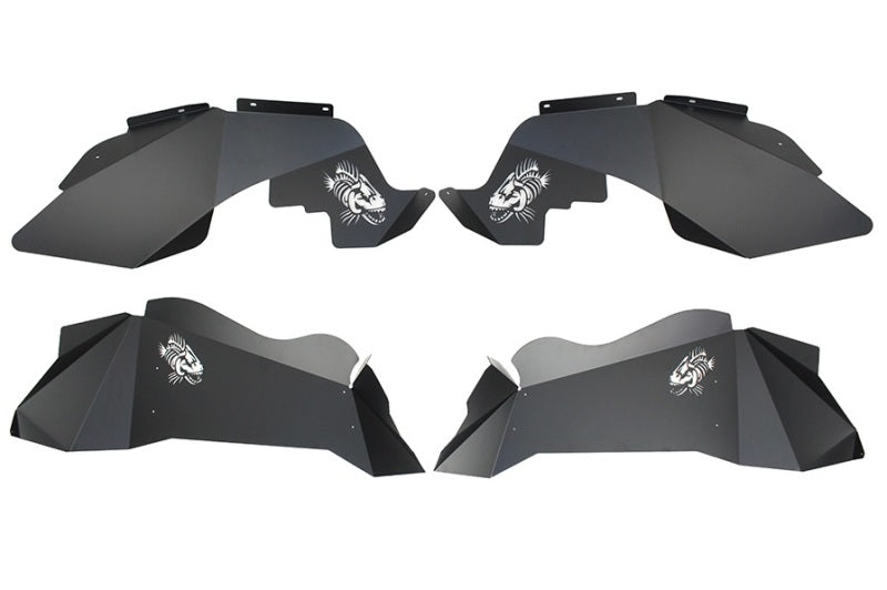 Fishbone Offroad 07-18 Jeep Wrangler JK Logo Aluminum Inner Fenders - Black Powdercoat Fenders Fishbone Offroad