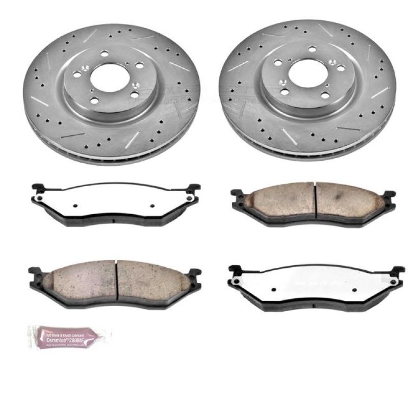 Power Stop 05-16 Ford F-550 Super Duty Front Z36 Truck & Tow Brake Kit Brake Rotors - Slot & Drilled PowerStop
