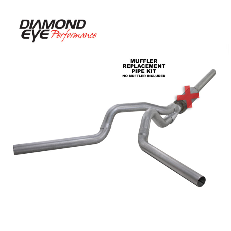 Diamond Eye KIT 4in Catback MFLR RPLCMENT PIPE DUAL AL: 2004.5-2007.5 DODGE CUMMINS 600 Catback Diamond Eye Performance
