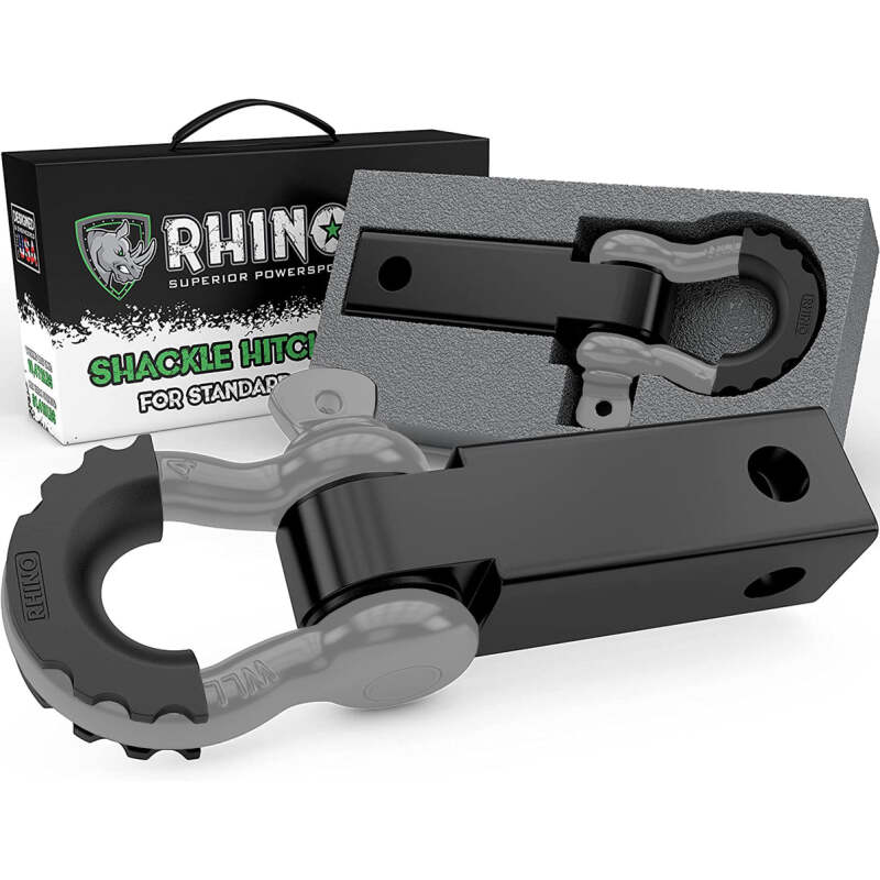 Rhino USA Shackle Hitch Receiver W/ D-Ring (Gray) Shackle Kits Rhino USA