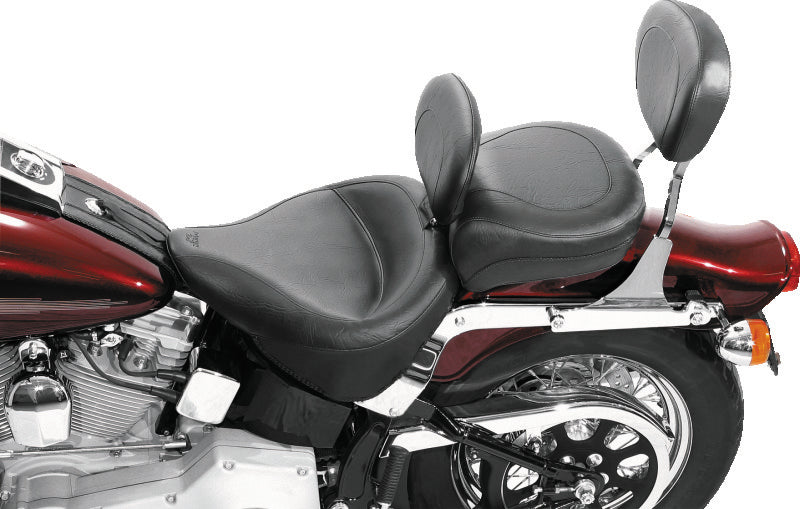 Mustang 84-06 Harley Standard Rear Tire Wide Touring Std Solo Seat w/Driver Backrest - Black Solo Motorcycle Seats Mustang Motorcycle