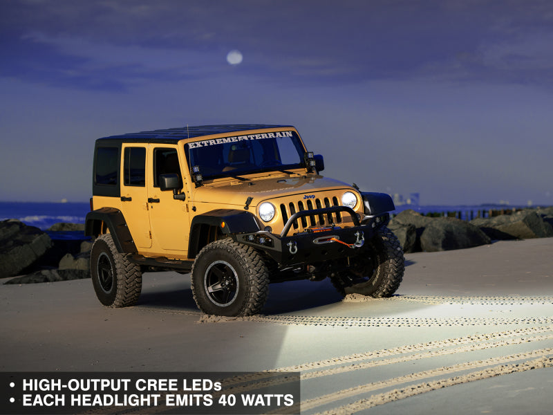 Raxiom 97-18 Jeep Wrangler TJ/JK Axial Series LED Headlights- Black Housing (Clear Lens) Headlights Raxiom