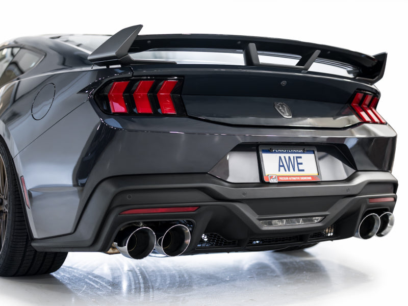 AWE 2024 Ford Mustang Dark Horse S650 RWD Track Edition Cat-Back Exhaust w/ Quad Chrome Silver Tips Catback AWE Tuning