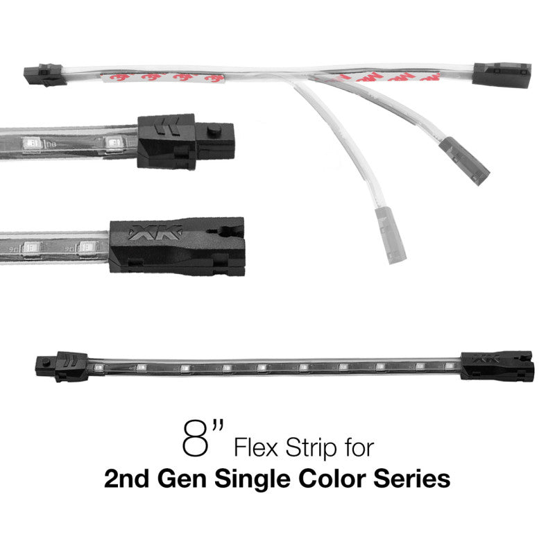 XK Glow Single Color 8in Flex Strip Single Color PINK - 2nd Gen Light Bars & Cubes XKGLOW