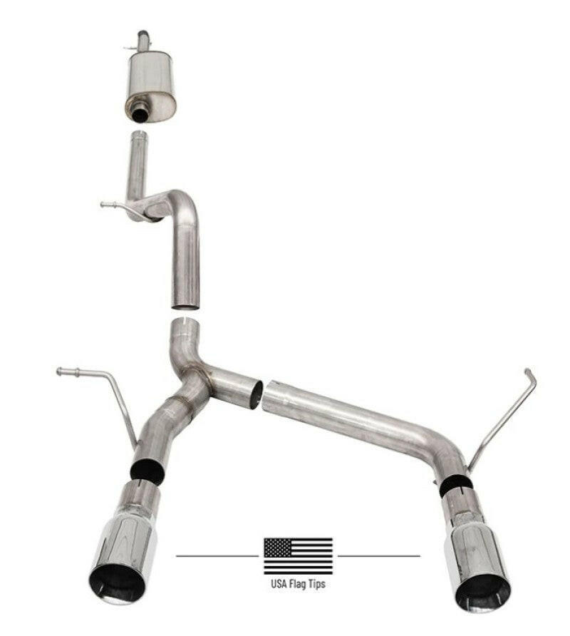 Corsa 2018-2025 Jeep Wrangler JLU 3.6L 2.75in Sport Cat-Back Exhaust w/ American Flag Tips Catback CORSA Performance