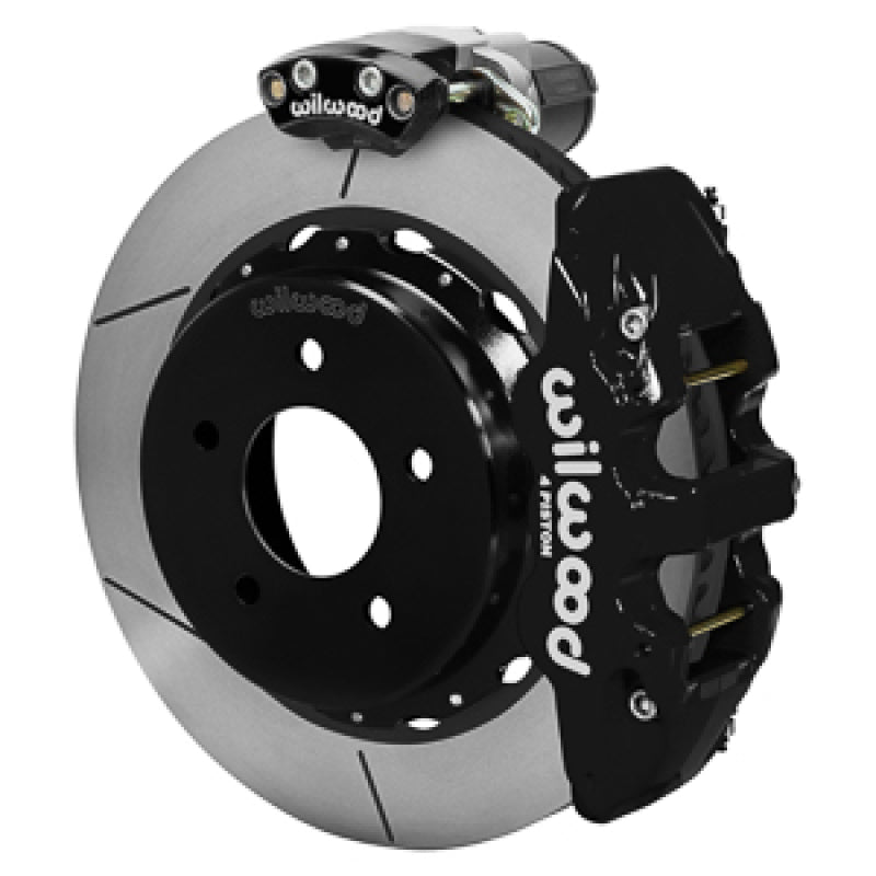 Wilwood 88-98 GM C1500 Aero4 Rear Electronic Parking Brake Kit 14in Rotor 3.25in Offset - Blk Big Brake Kits Wilwood