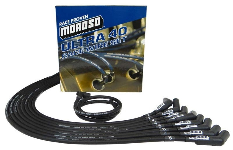 Moroso Chevrolet Big Block Ignition Wire Set - Ultra 40 - Unsleeved - HEI - 135 Degree - Black Spark Plug Wire Sets Moroso