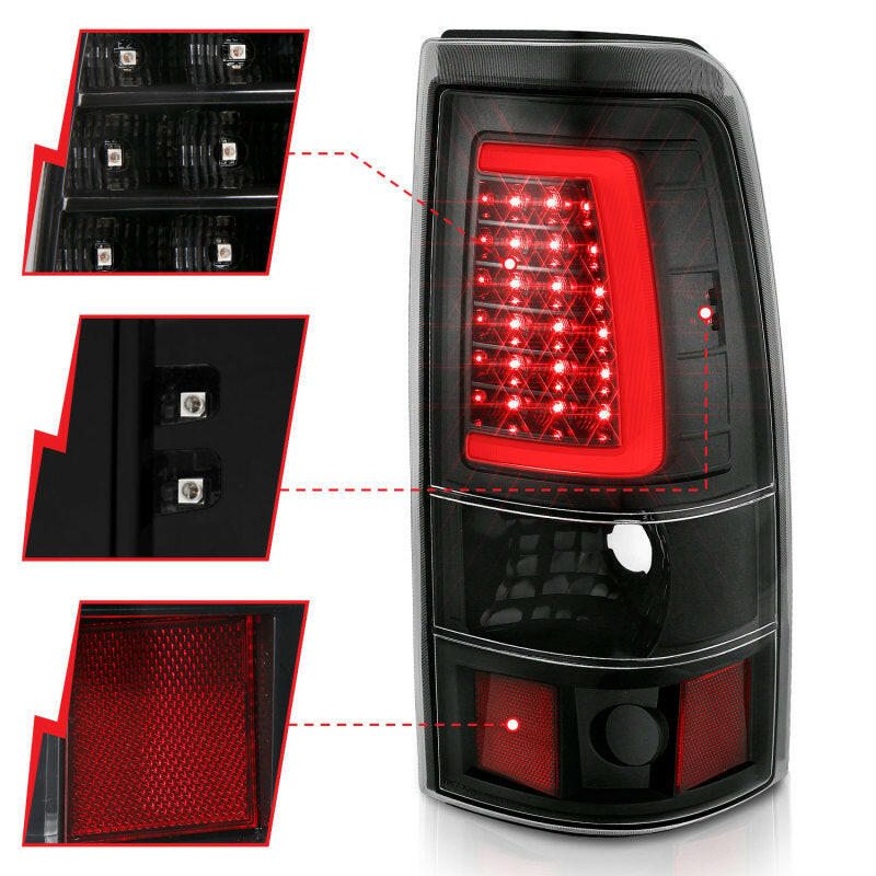 ANZO 2003-2006 Chevy Silverado 1500 LED Taillights Plank Style Black w/Clear Lens Tail Lights ANZO