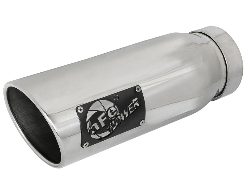 aFe MACH Force-Xp 304 SS Clamp-on Exhaust Tip Polished Left Side 4 IN Inlet x 5 IN Outlet x 12 IN L Tips aFe