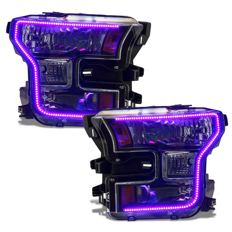 Oracle 15-17 Ford F-150 Dynamic RGB+A Pre-Assembled Headlights Halogen - Blk Edition - Headlights ORACLE Lighting