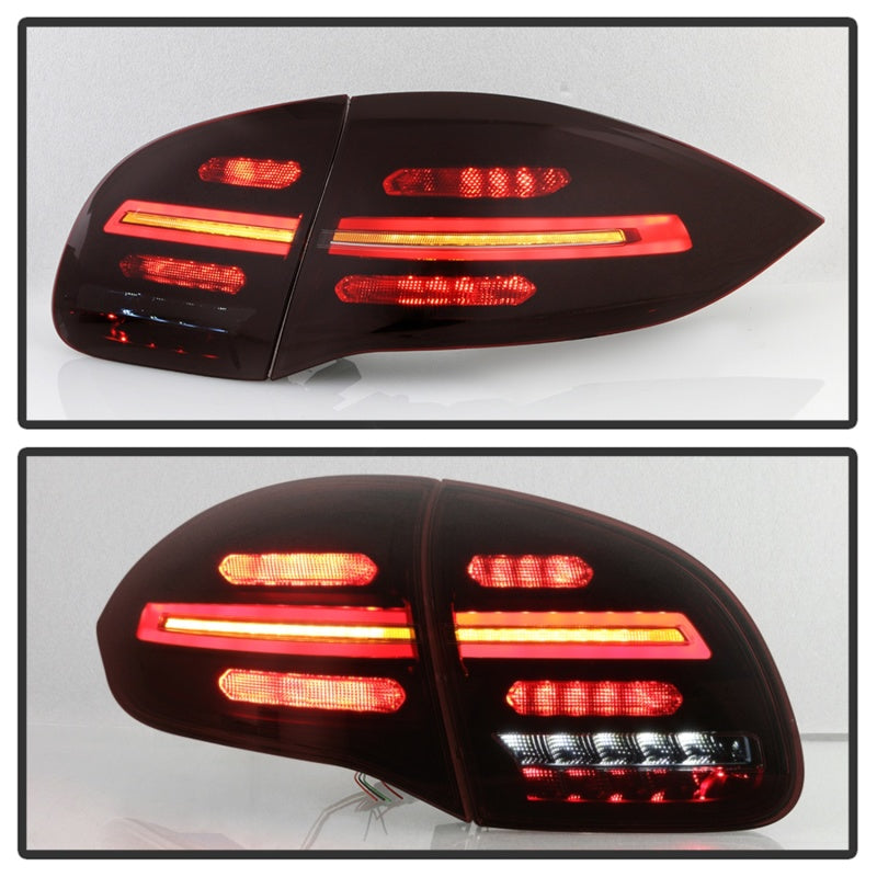 Spyder Porsche Cayenne 958 11-14 LED Tail Lights - Sequential Signal - Red Smoke Tail Lights SPYDER