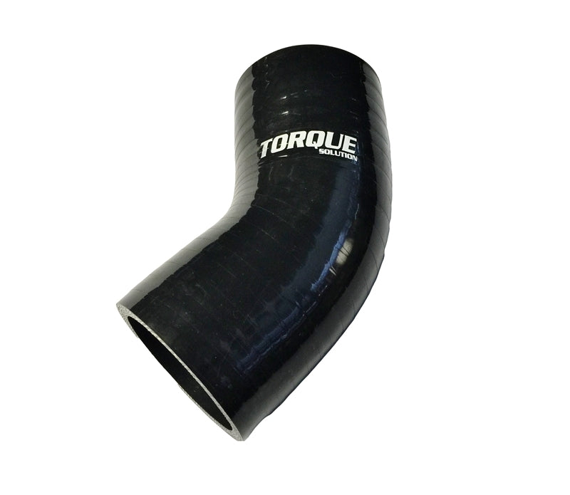 Torque Solution 45 Degree Silicone Elbow: 4 inch Black Universal Silicone Couplers & Hoses Torque Solution
