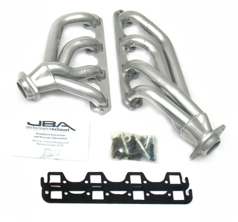 JBA 65-73 Ford Mustang 351W SBF 1-5/8in Primary Silver Ctd Mid Length Header Headers & Manifolds JBA