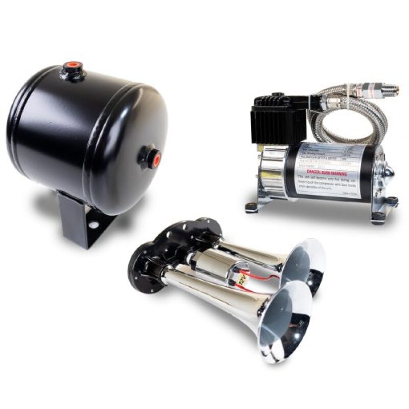 Kleinn Dual Chrome Horn Kit w/ 120 PSI Air Compressor / 0.5 gal Air Tank Horns Kleinn Air Horns