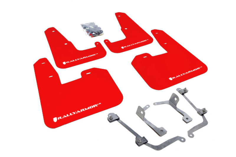 Rally Armor 08-11 Subaru STI (Hatch Only) / 11-14 WRX (Hatch Only) Red UR Mud Flap w/White Logo Mud Flaps Rally Armor