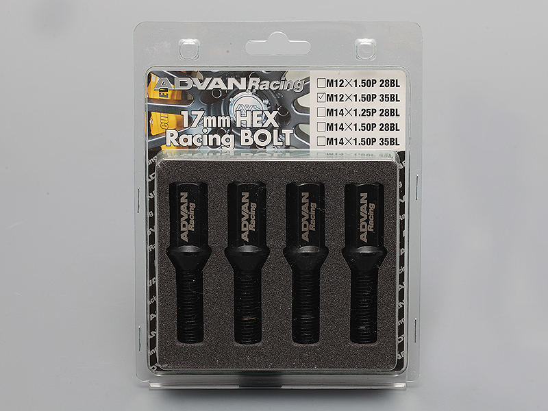 Advan Wheel Bolt 28mm Thread (Black) - 4 Pack Wheel Bolts Advan