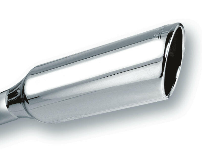 Borla 2.25in Inlet 4in Round Rolled Angle Cut x 12in Long Embossed Exhaust Tip Tips Borla