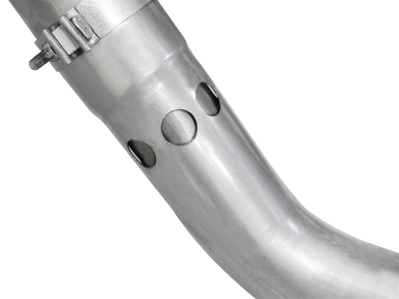 aFe Atlas Exhaust 4in DPF-Back Exhaust Aluminized Steel Polished Tip 11-14 ford Diesel Truck V8-6.7L DPF Back aFe