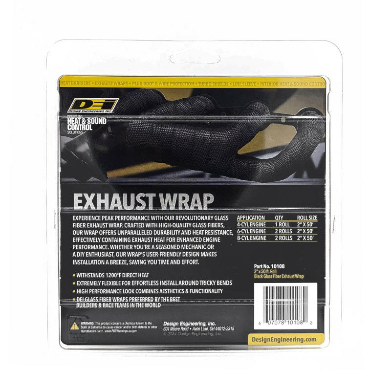 DEI Exhaust Wrap 2in x 50ft - Black Exhaust Wrap DEI