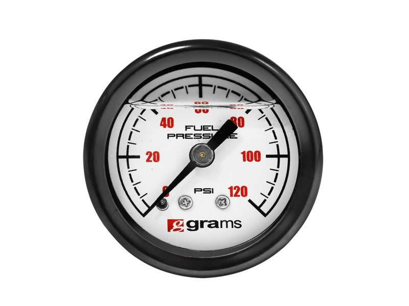 Grams Performance Universal 0-120 PSI Fuel Pressure Gauge - White Face Fuel Pressure Regulators Grams Performance