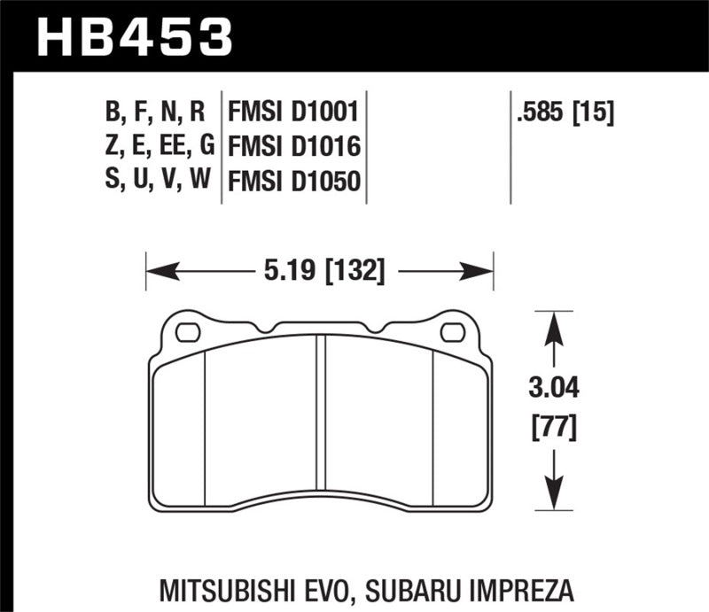 Hawk 03-06 Evo / 04-09 STi / 09-10 Genesis Coupe (Track Only) / 2010 Camaro SS HT-10 Race Front Bra Brake Pads - Racing Hawk Performance
