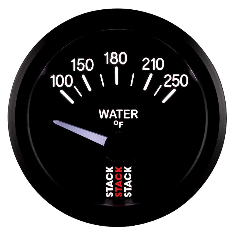 Autometer Stack 52mm 100-250 Deg F 1/8in NPTF Electric Water Temp Gauge - Black Gauges AutoMeter