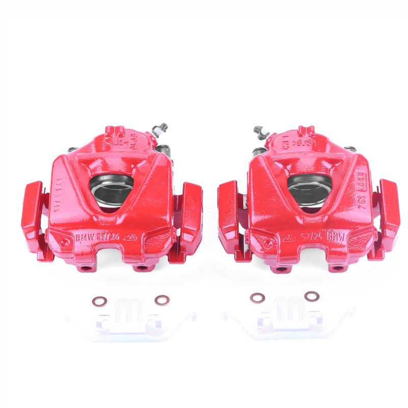 Power Stop 08-13 BMW 328i Front Red Calipers w/Brackets - Pair Brake Calipers - Perf PowerStop