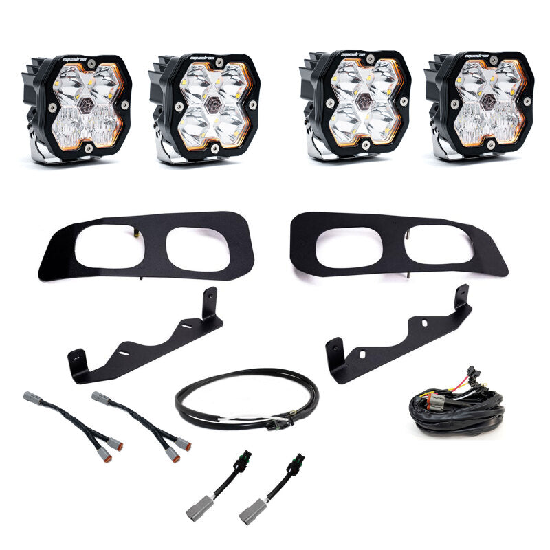 Baja Designs 2023+ Ford SD Squadron Sport 2.0 Dual Fog Pocket Kit Upfitter (Multi Patterns) - Clear Fog Lights Baja Designs