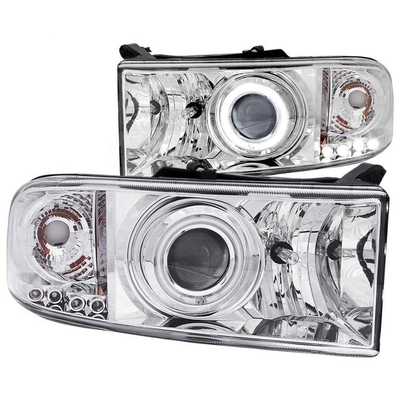 ANZO 1994-2001 Dodge Ram Projector Headlights w/ Halo Chrome Headlights ANZO