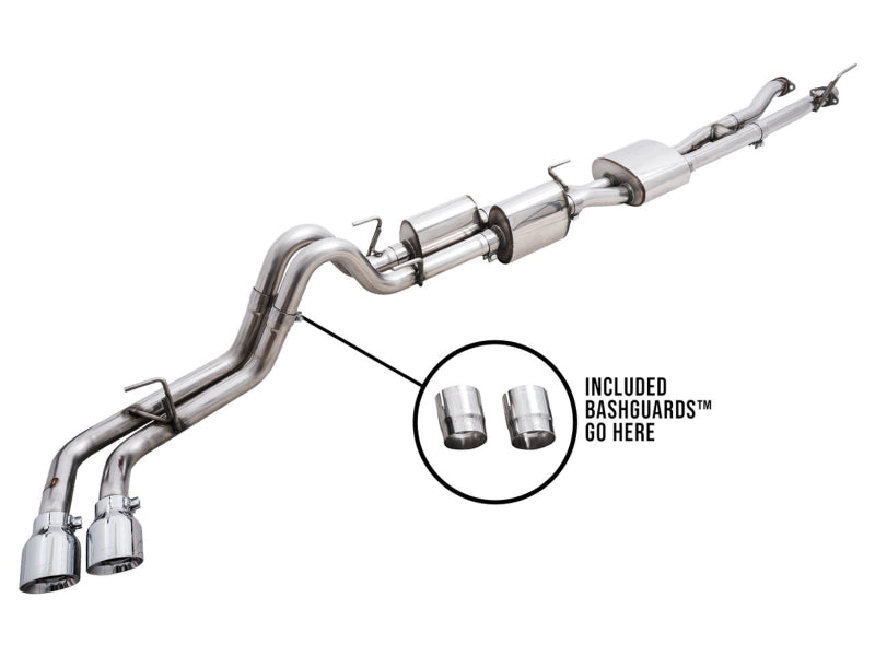 AWE Tuning 16-22 Toyota Tacoma 0FG Cat-Back Exhaust w/ BashGuard - Dual Chrome Silver Tips Catback AWE Tuning