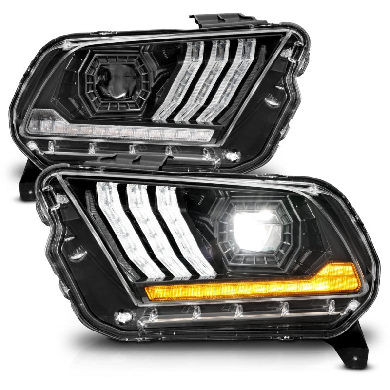 ANZO 13-14 Ford Mustang (w/ Factory HID/Xenon HL only) Projector Headlights w/Light Bar Black Headlights ANZO