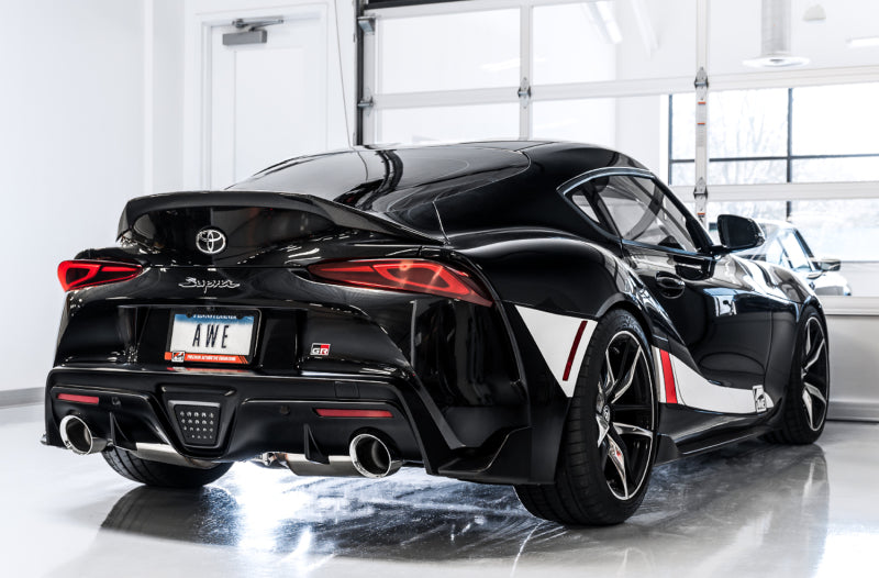 AWE Tuning 2020 Toyota Supra A90 Non-Resonated Touring Edition Exhaust - 5in Chrome Silver Tips Catback AWE Tuning