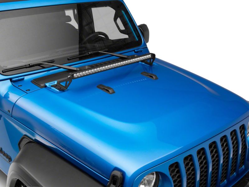 Raxiom 18-23 Jeep Wrangler JL Axial Series 30-In Single Row LED Light Bar w/ Hood Mounting Brackets Brackets Raxiom