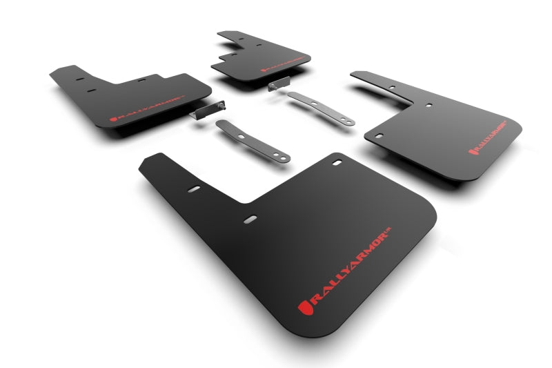 Rally Armor 22-23 Hyundai Kona N-Line Black UR Mud Flap w/Red Logo Mud Flaps Rally Armor