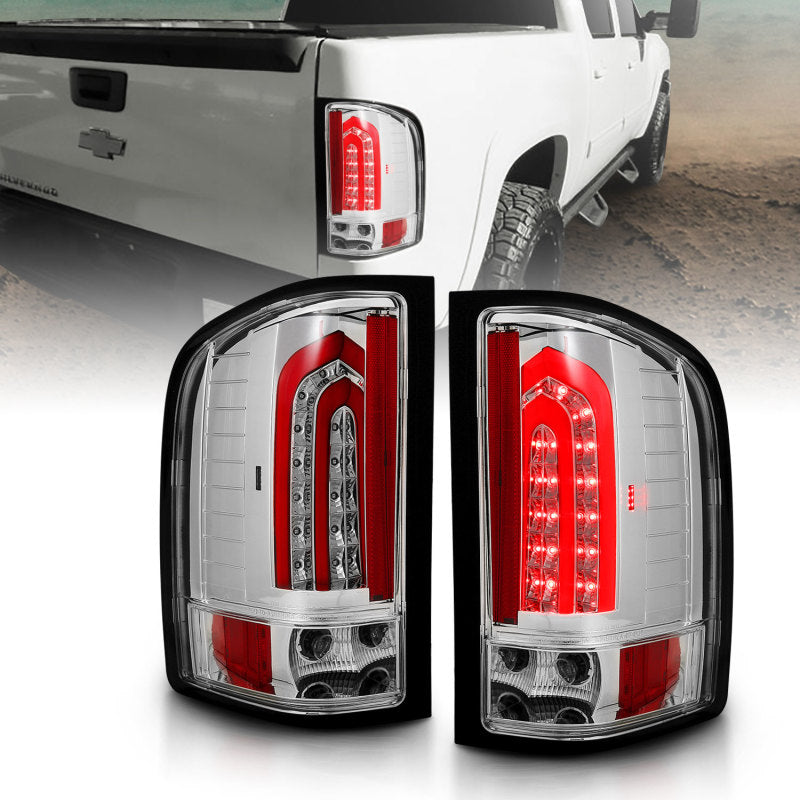 ANZO 2007-2013 Chevrolet Silverado 1500 LED Taillights Chrome Tail Lights ANZO