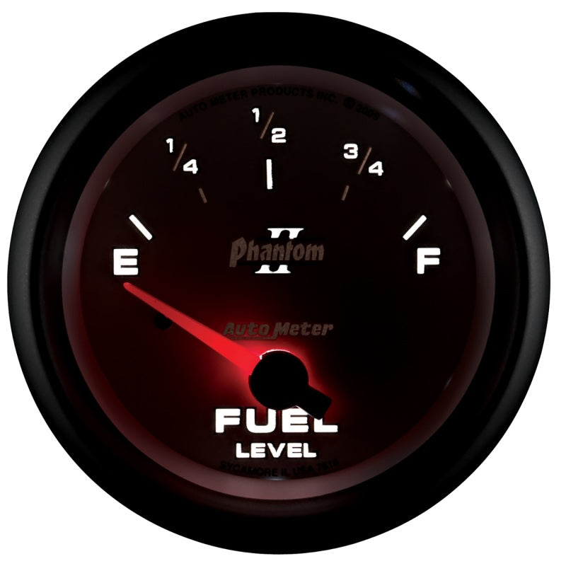 AutoMeter Gauge Fuel Level 2-5/8in. 240 Ohm(e) to 33 Ohm(f) Elec Phantom II Gauges AutoMeter