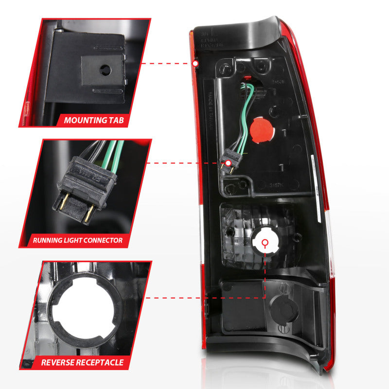 ANZO 1999-2002 Chevy Silverado 1500 LED Taillights Plank Style Black w/Clear Lens Tail Lights ANZO